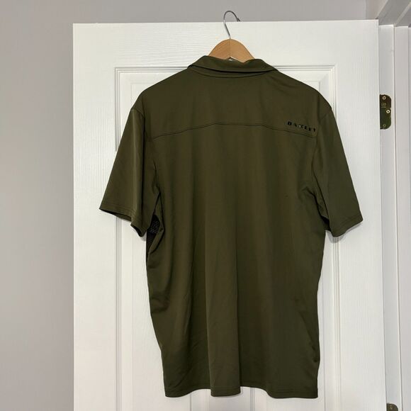 Oakley Polo Shirt Mens XL Green Camo Deep Rough Golf Performance Logo - Picture 2 of 6